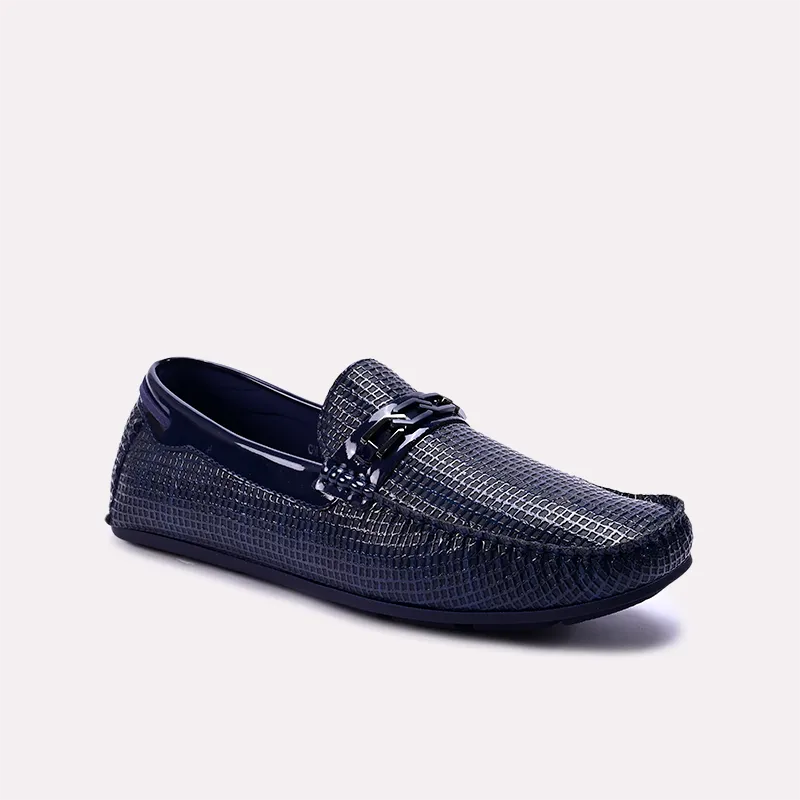 halston blue textured loafers