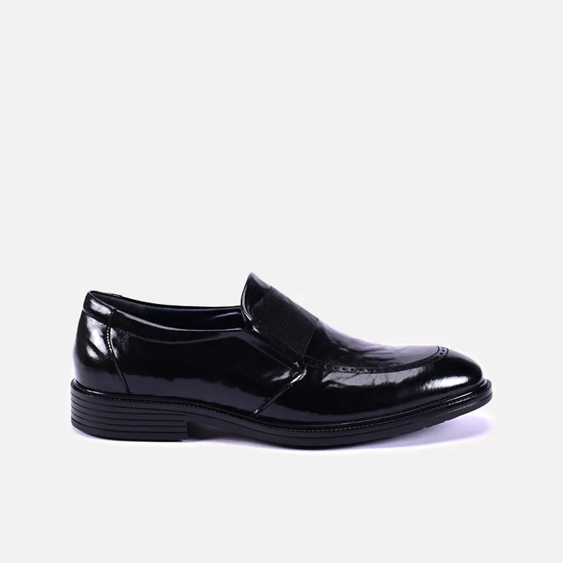 hampton men black glossy dress shoes