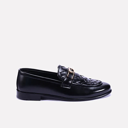 harrington mens black woven loafers formal shoes