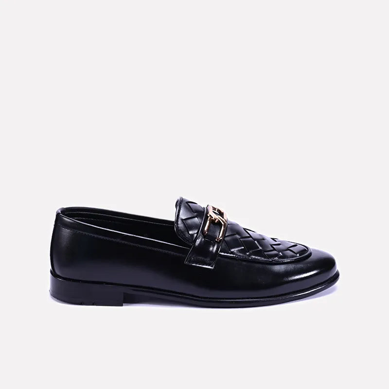 harrington mens black woven loafers formal shoes