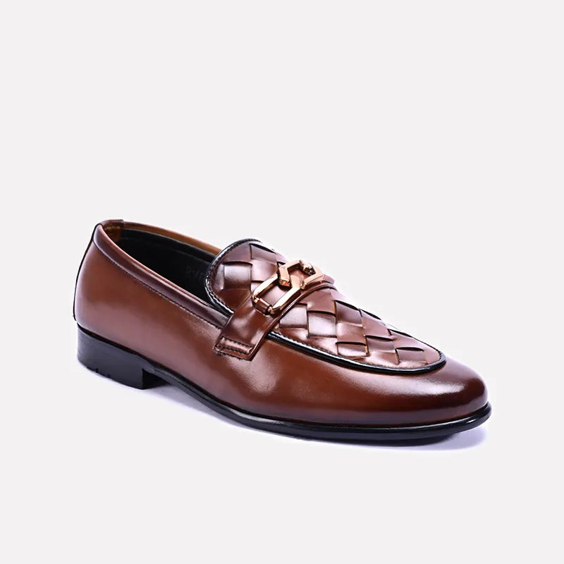 harrington brown woven loafers formal shoes