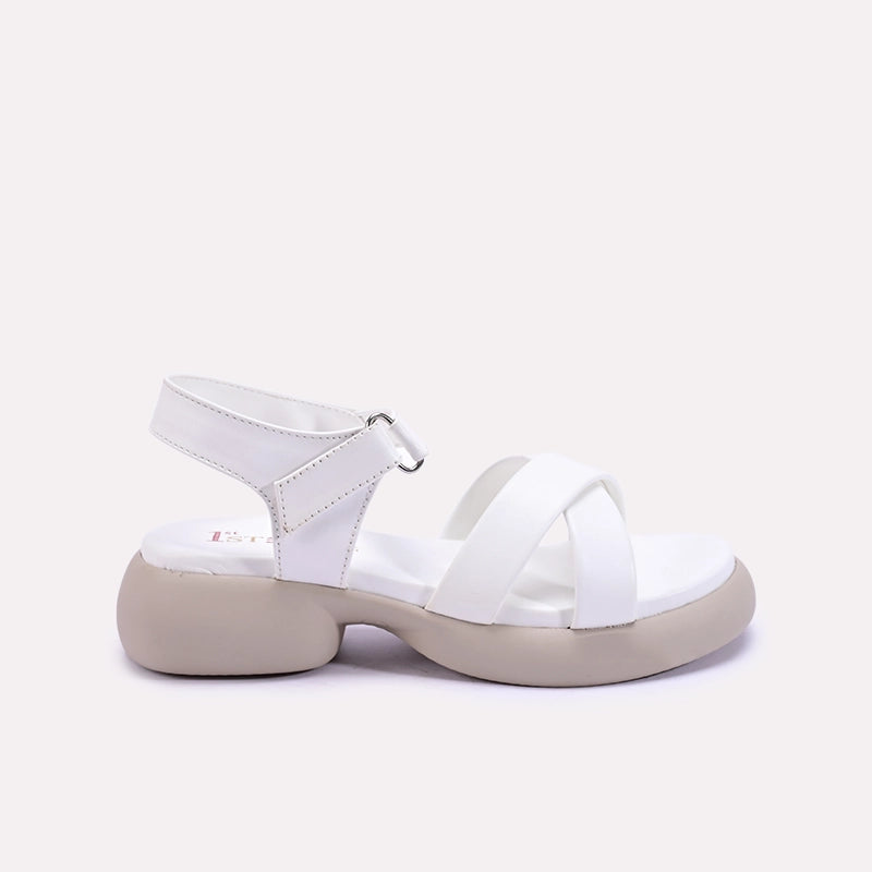 haverhill womens chunky criss cross white casual sandals