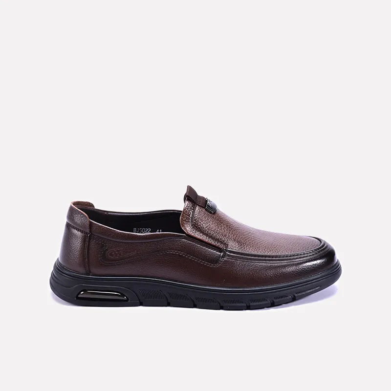 hawthorne mens brown slip on dress shoes