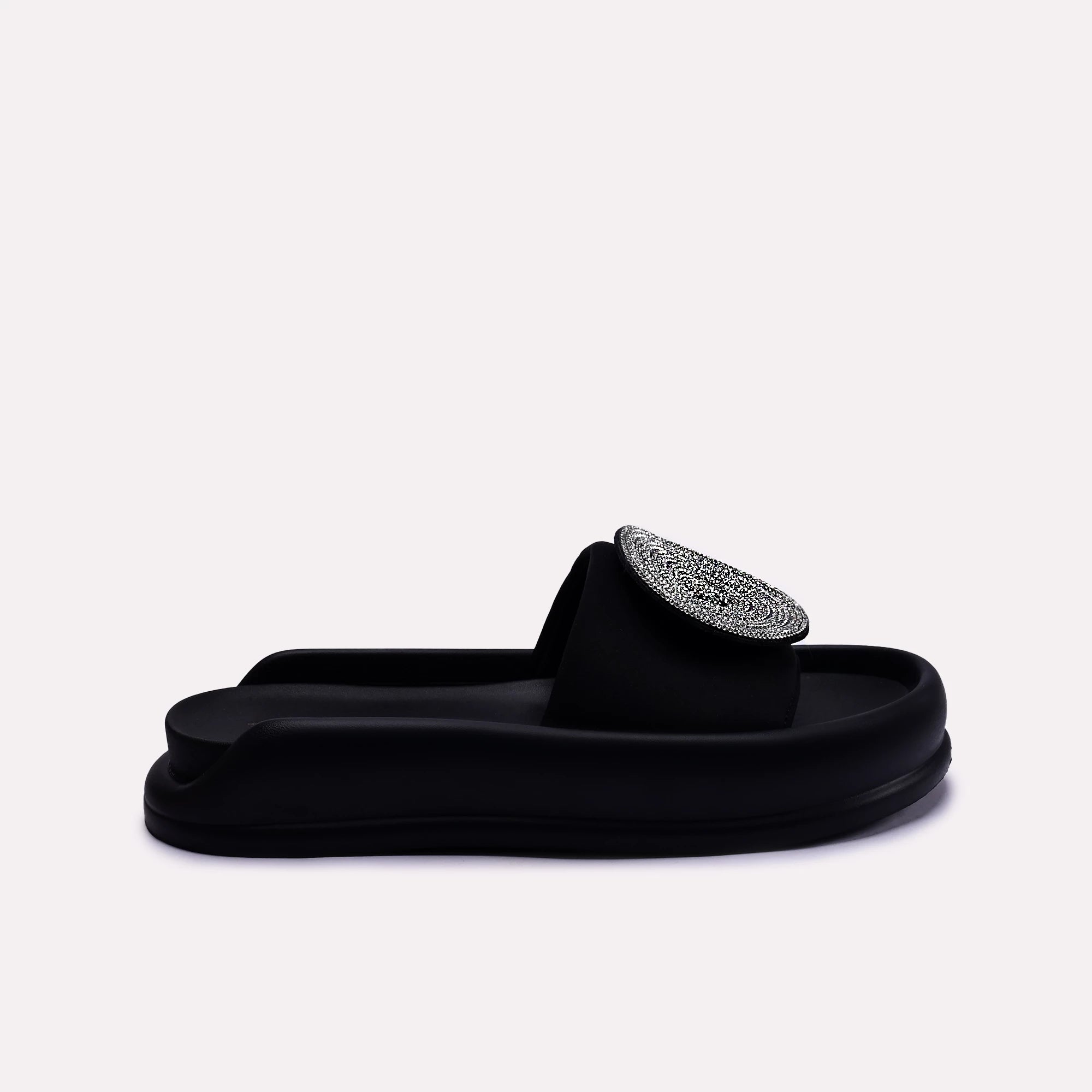 black platform slides for women