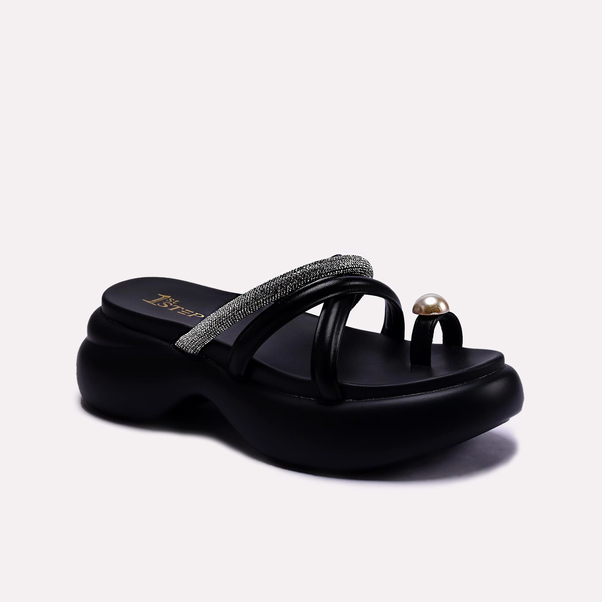 womens black platform slippers