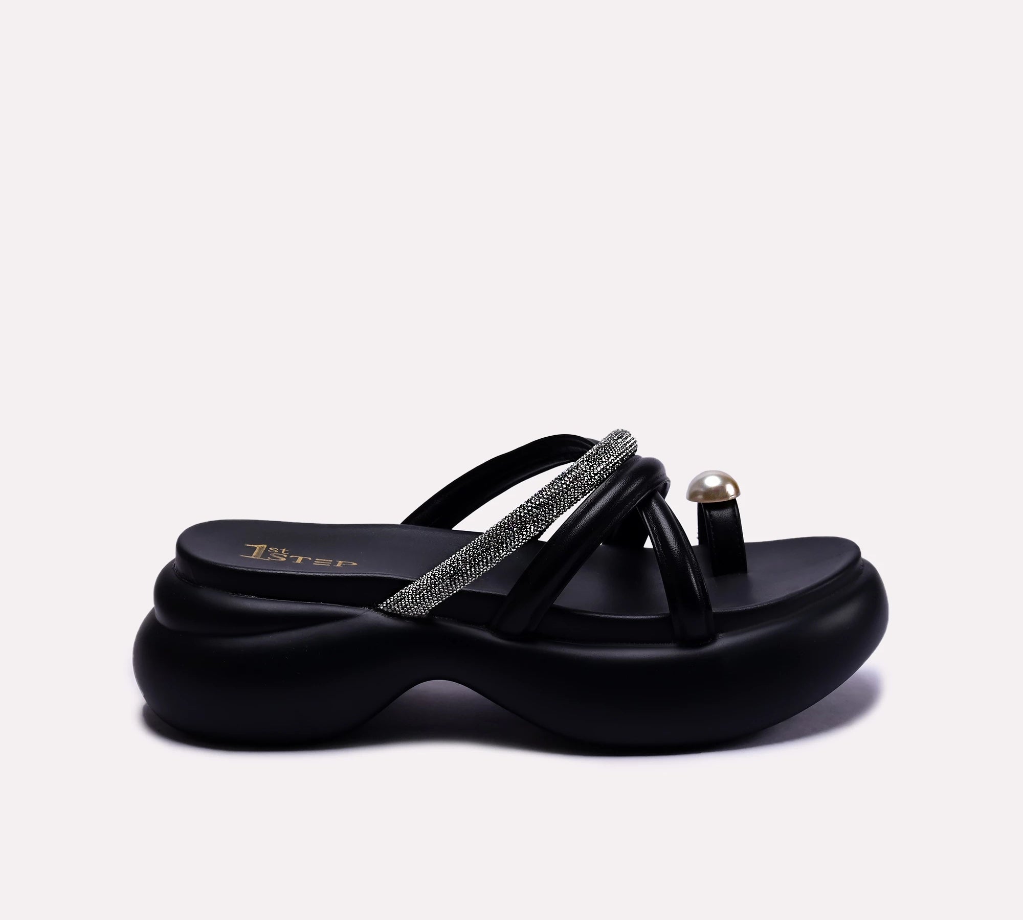 black platform slippers women