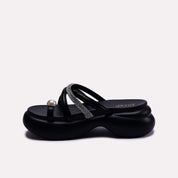 black thick sole slippers women