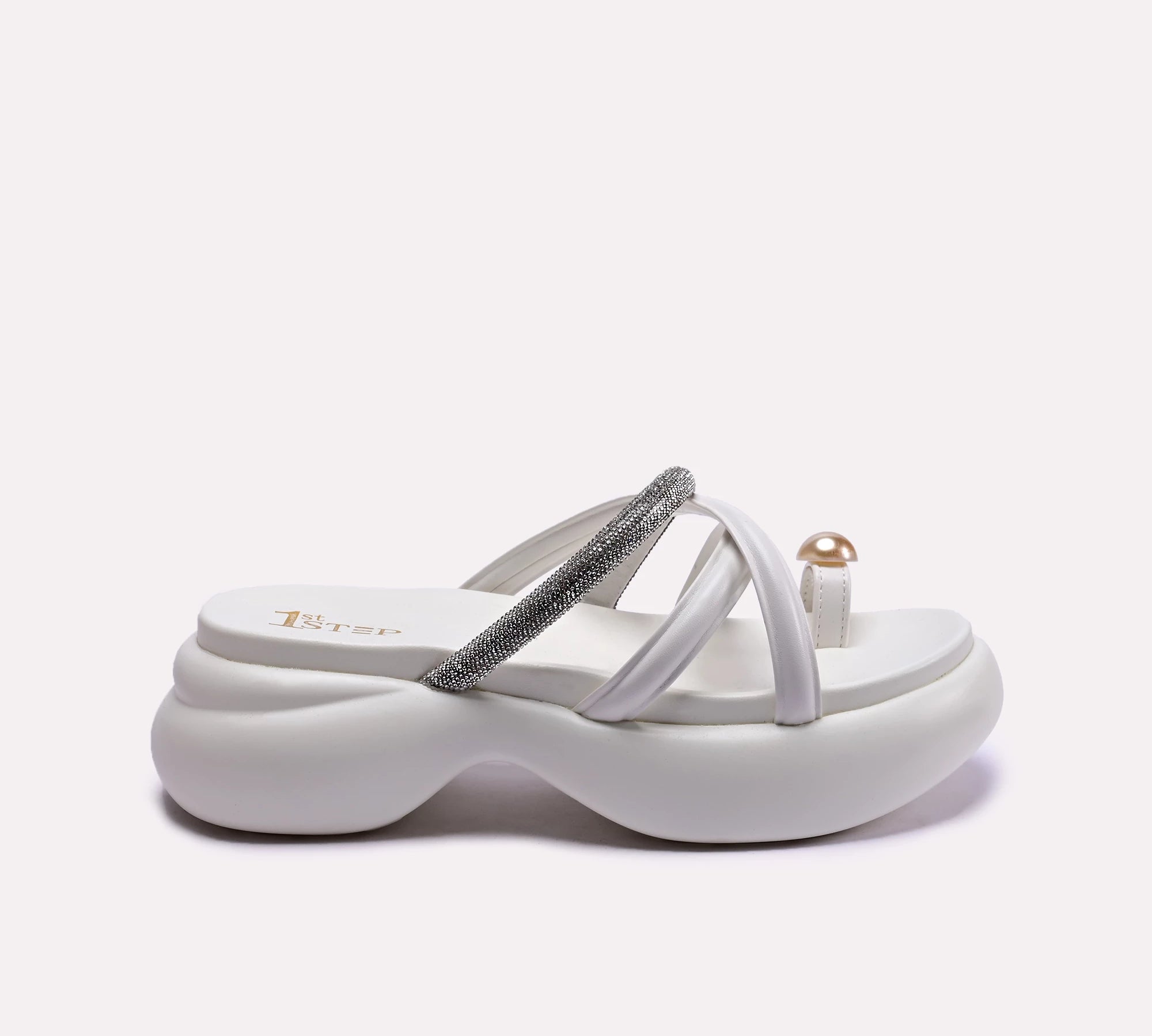 white platform slippers women