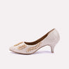 indira gold court shoes for women