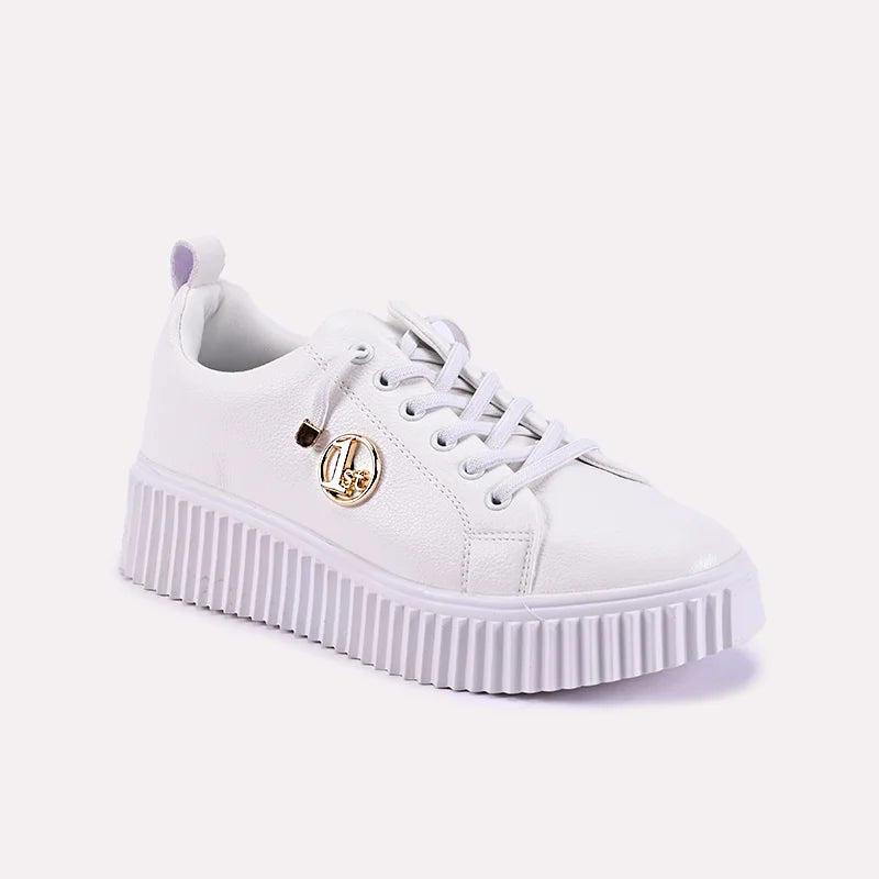 inez white thick sole sneakers