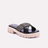 islington criss cross black chunky slippers