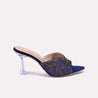 isolde womens blue pointed heel bridal slippers