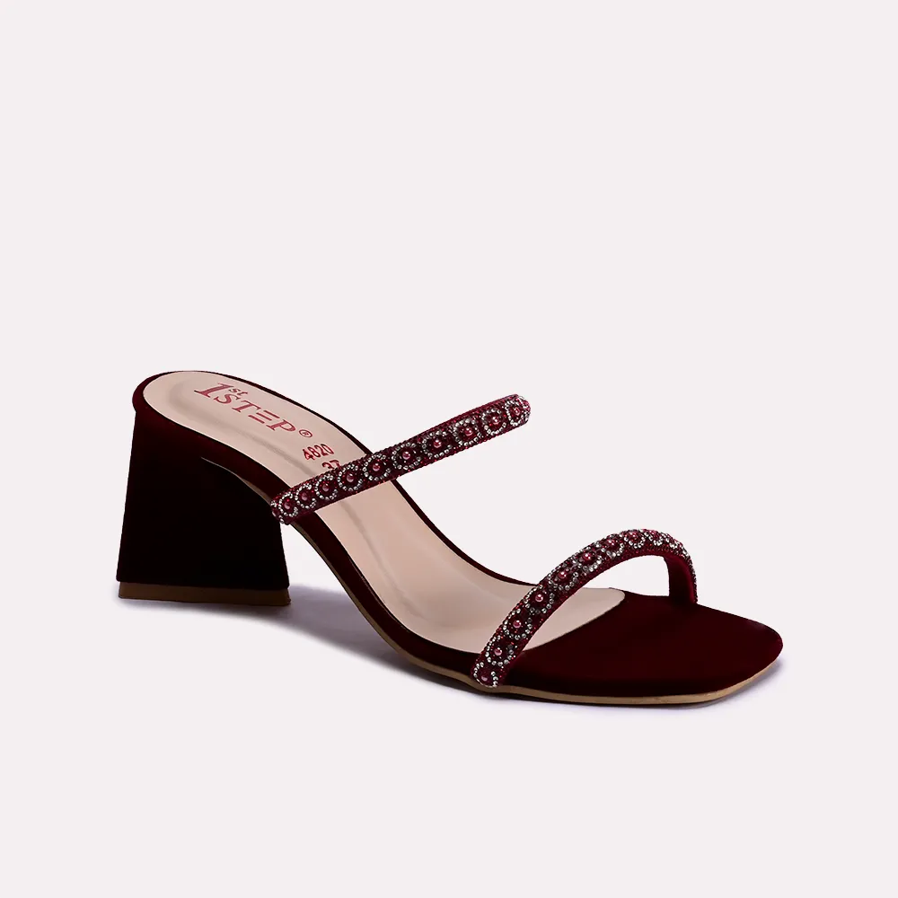 Maroon block heel shoes hotsell