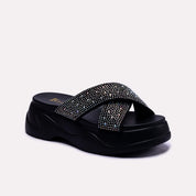 womens black crisscross platform slippers