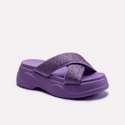 womens purple crisscross platform slippers