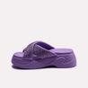 purple thick sole crisscross women slippers