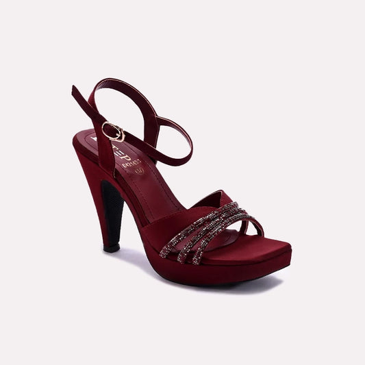 Maroon Pointed Heel Fancy Sandals 0421453