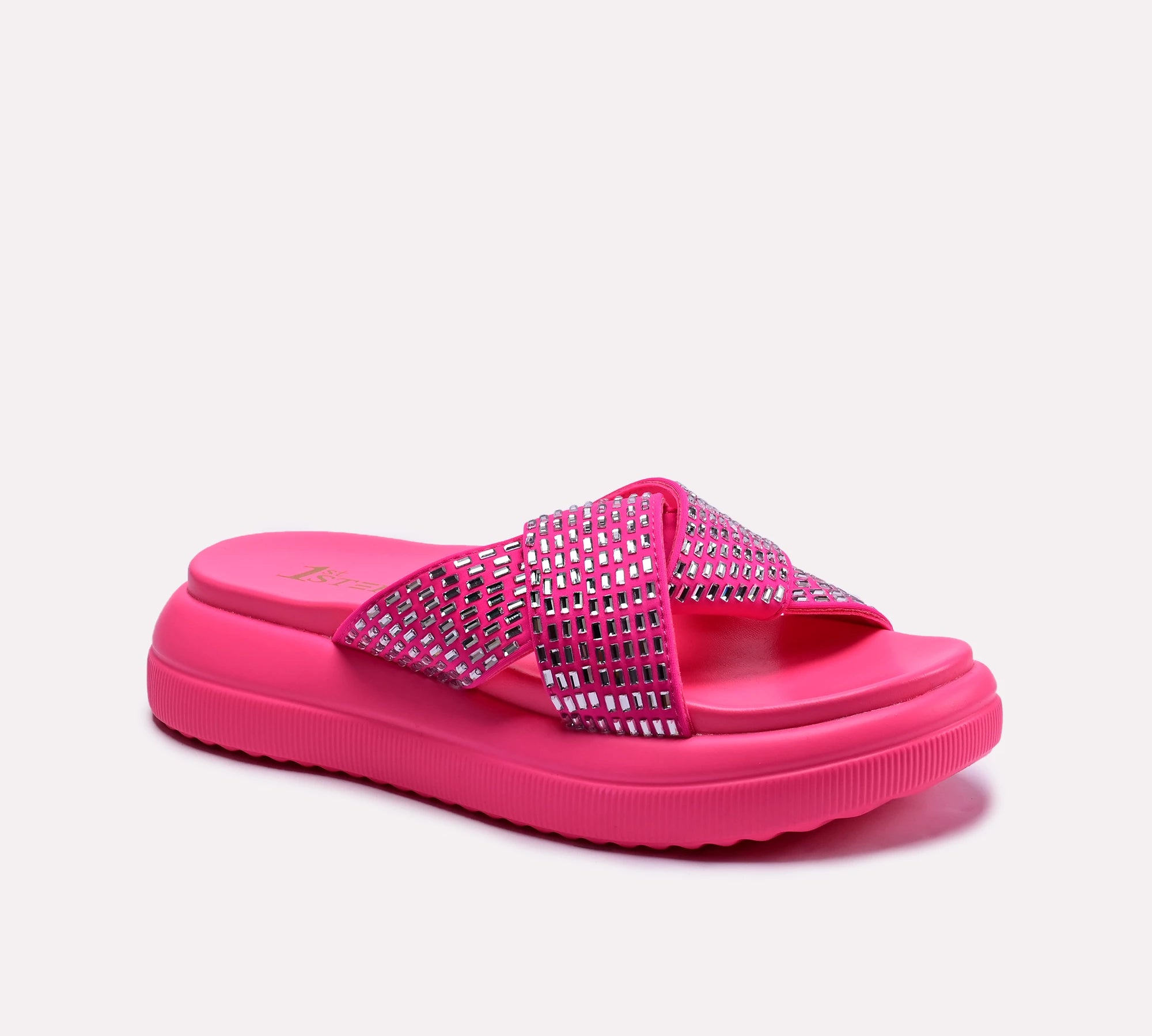 pink criscross women platform slippers