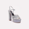 june silver high heel sandals