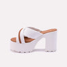 kate white chunky casual slippers for women