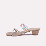 kendra gold fancy heel slippers for women