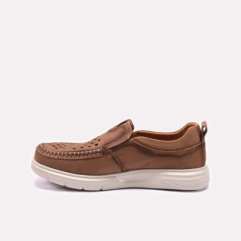 Khaki Perforated Comfy Shoes for Men