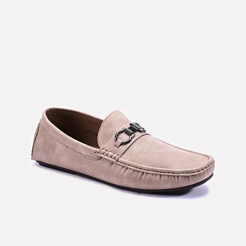 Khaki Perforated Horsebit Loafers 0130947