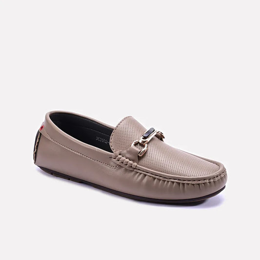 Khaki Perforated Horsebit Loafers 0130952