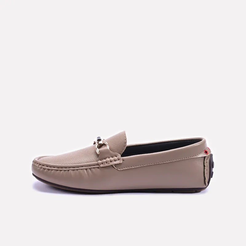 Khaki Perforated Horsebit Loafers 0130952