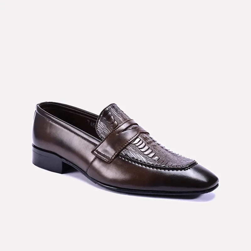langston brown slip on formal shoes