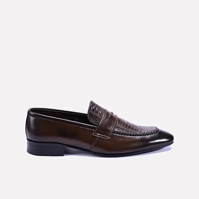 langston mens brown slip on formal shoes