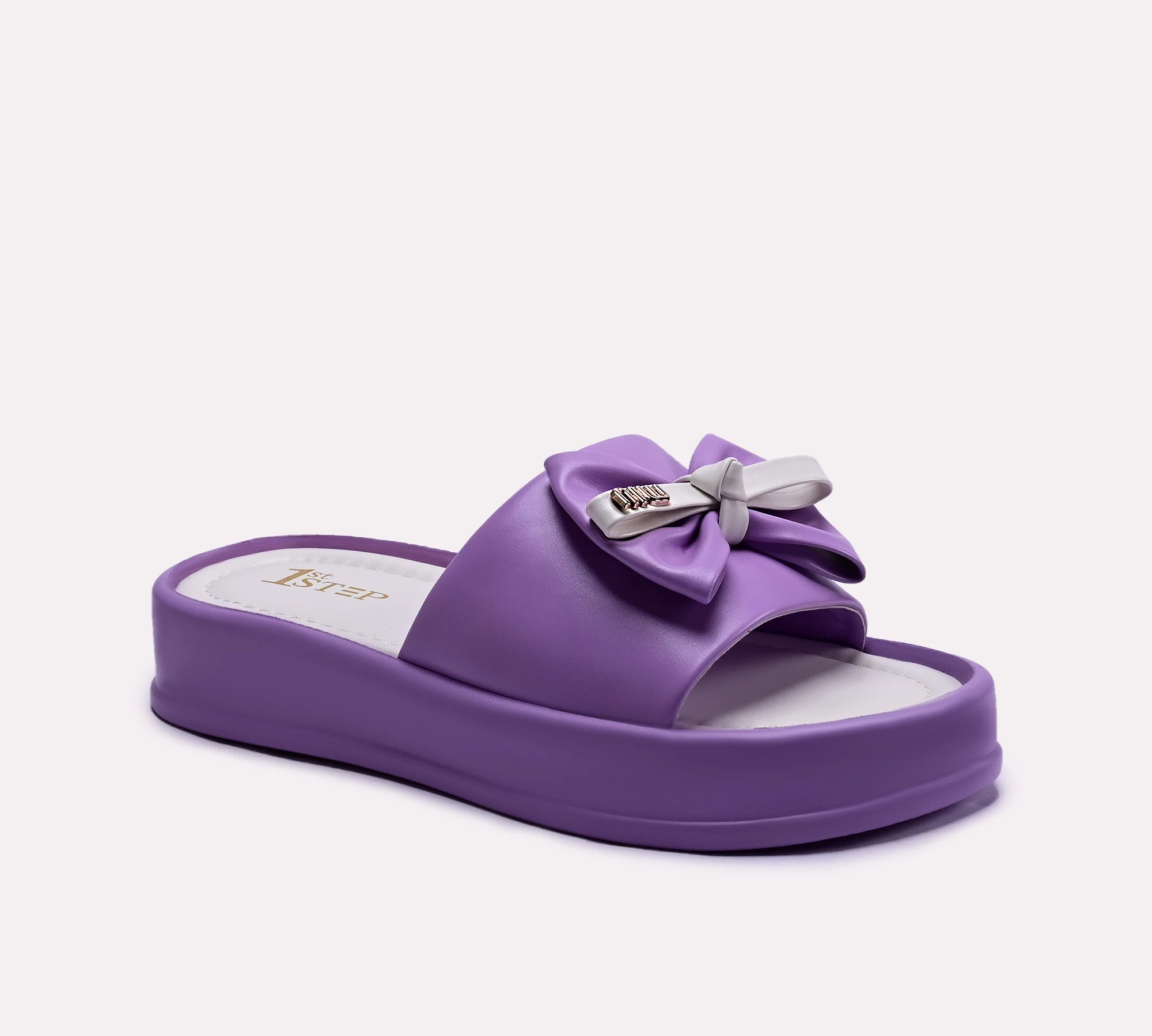 women purple bow style platform slippers