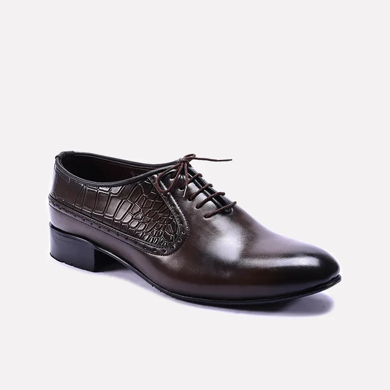 leonardo brown textured dress shoes