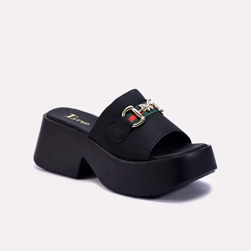 lipa black chunky casual slippers