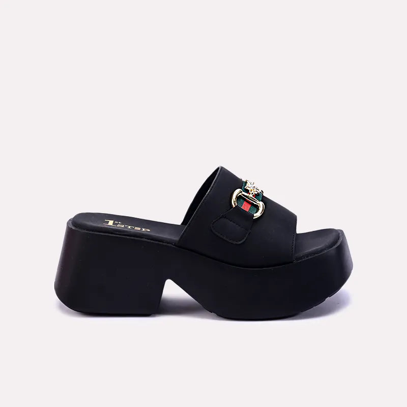 lipa women black chunky casual slippers