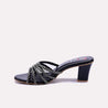 lumiere black fancy heel slippers for women