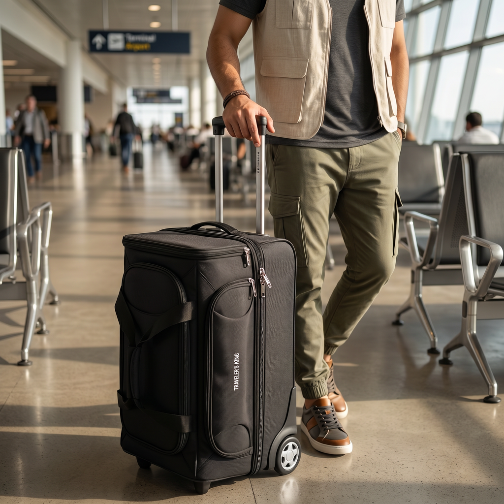 Duffel Bag Luggage With Wheels Black 0815035