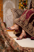 Ravenshaw Block Heel Maroon Bridal Sandals 0421301