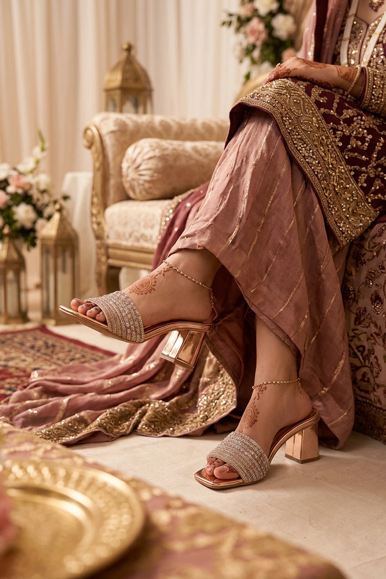 Womens Peach Bridal Slippers 0412794