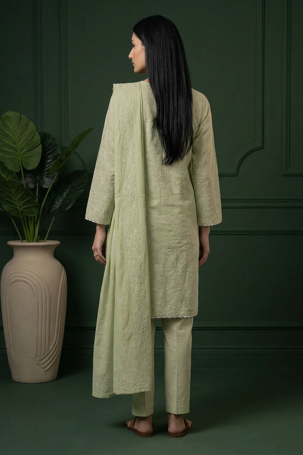 Celadon Grace 3 Piece Stitched Cotton Suit  15D0142