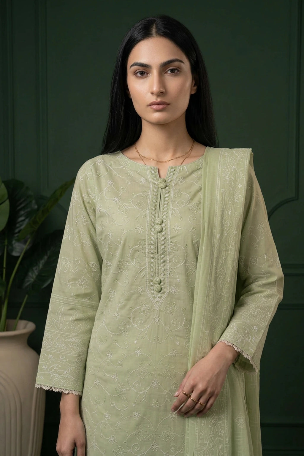 Celadon Grace 3 Piece Stitched Cotton Suit  15D0142