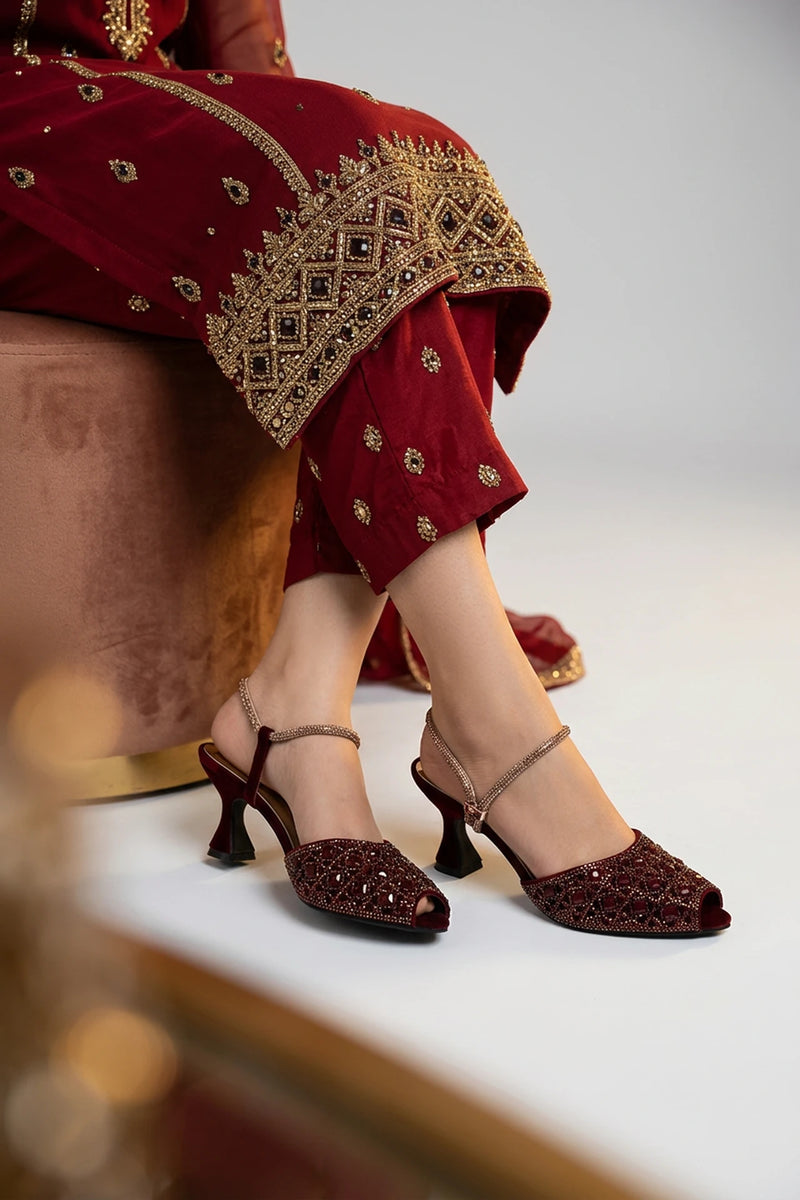 Maroon Bridal Peep Toes 0450094