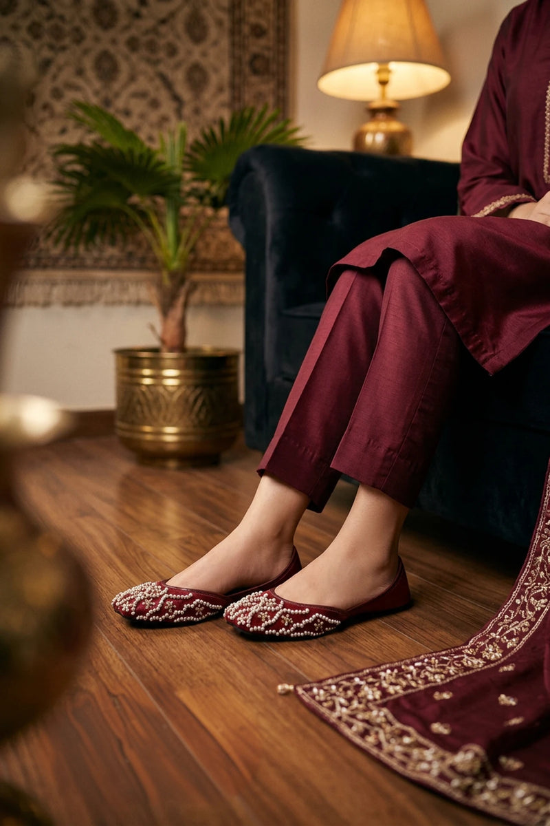 Fancy Khussa Maroon 0460019