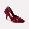 magnolia maroon fancy heel pumps