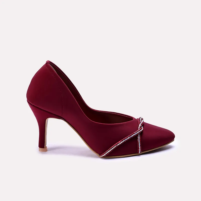 magnolia womens maroon fancy heel pumps