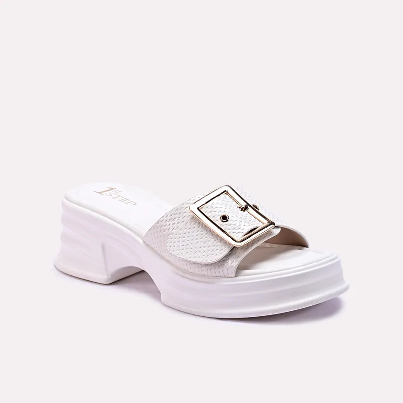 maisie white chunky casual slippers