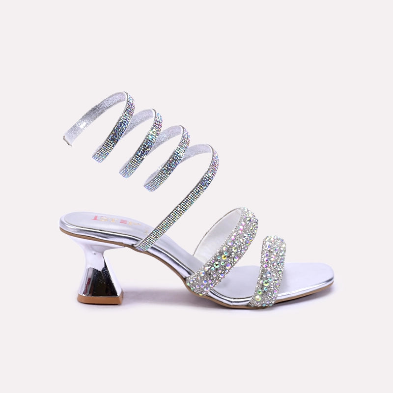 Marcellina women Silver Wrap Up Sandals