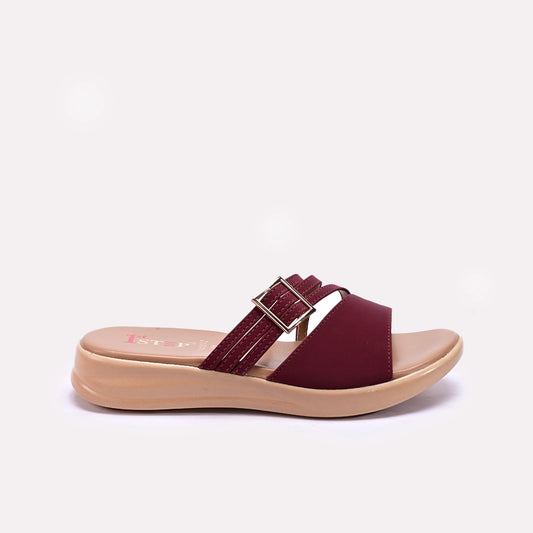 Womens Maroon Casual Slippers