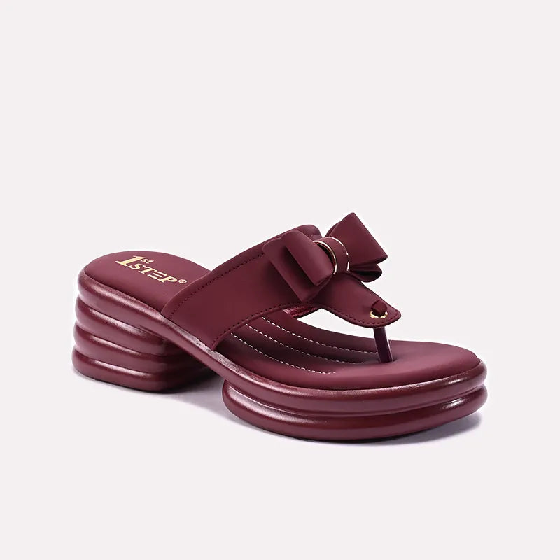 Maroon Chunky Casual Slippers for Women 0413181