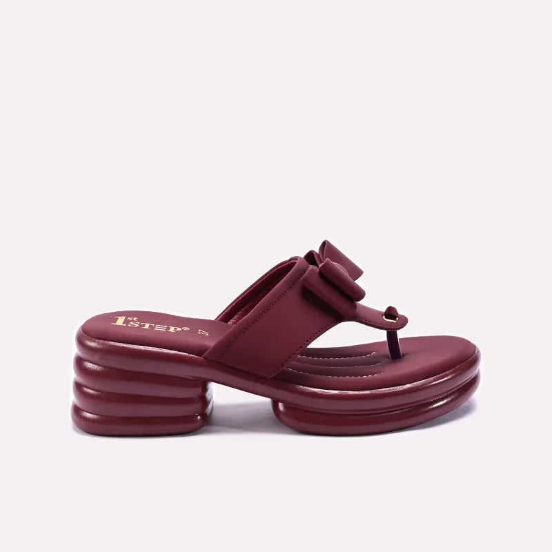 Maroon Chunky Casual Slippers for Women 0413181